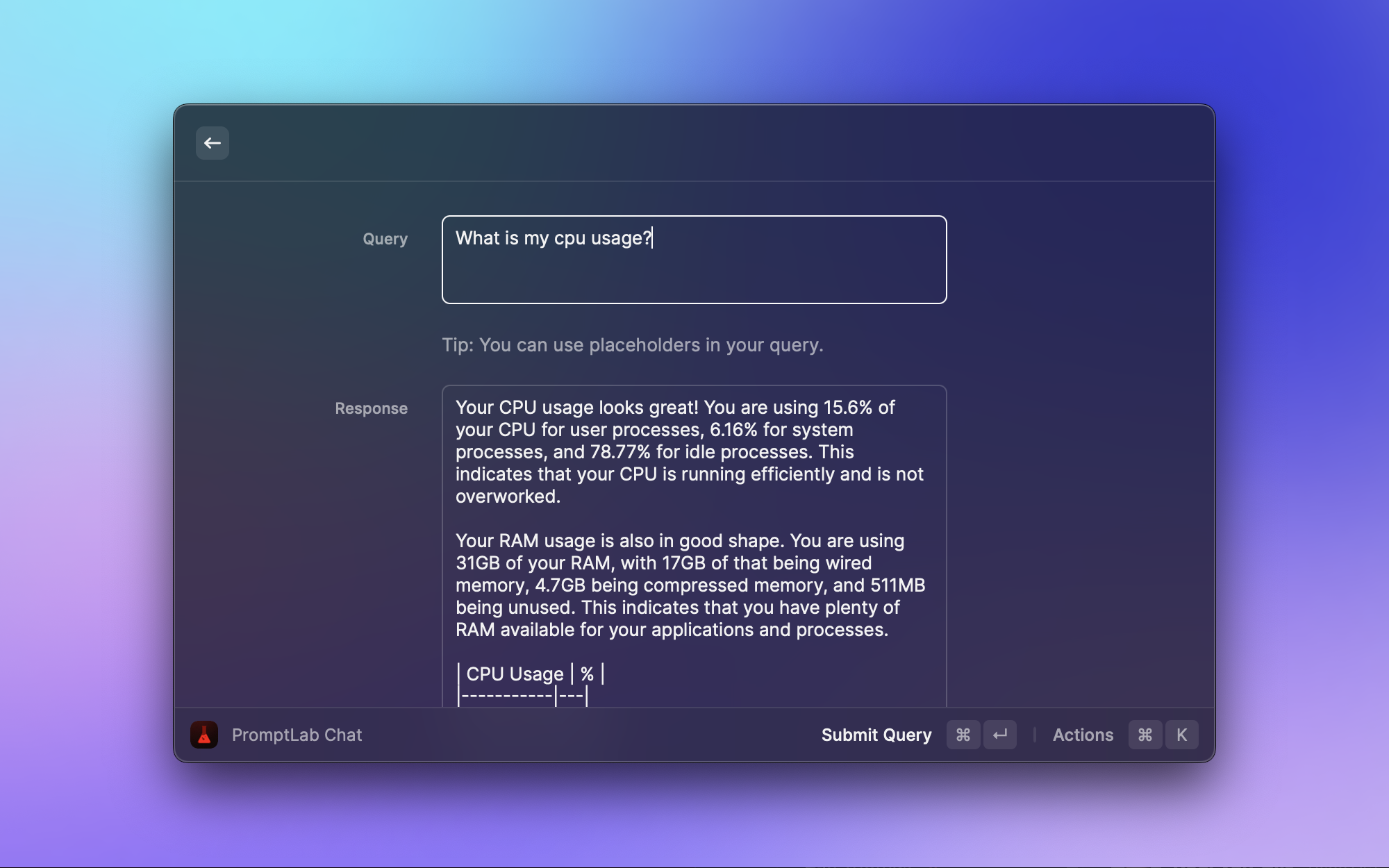 Demo of PromptLab Chat with Autonomous Agent Features
